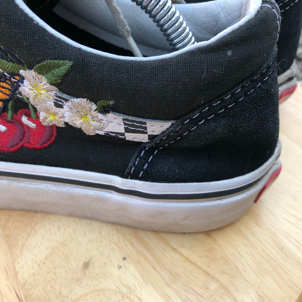 Vans Old Skool Shoes Womens 8.5 Black Checkered Butterfly Cherry Floral-Mens 7 - Picture 11 of 14
